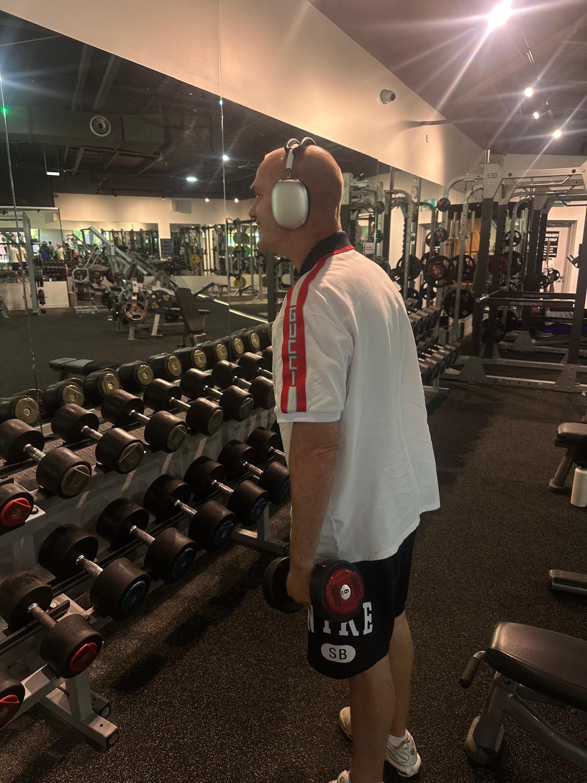 Participant strength training at the gym